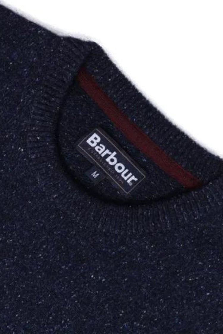 Barbour Ribbed Crew Neck Knit Sweater In Blue Blend