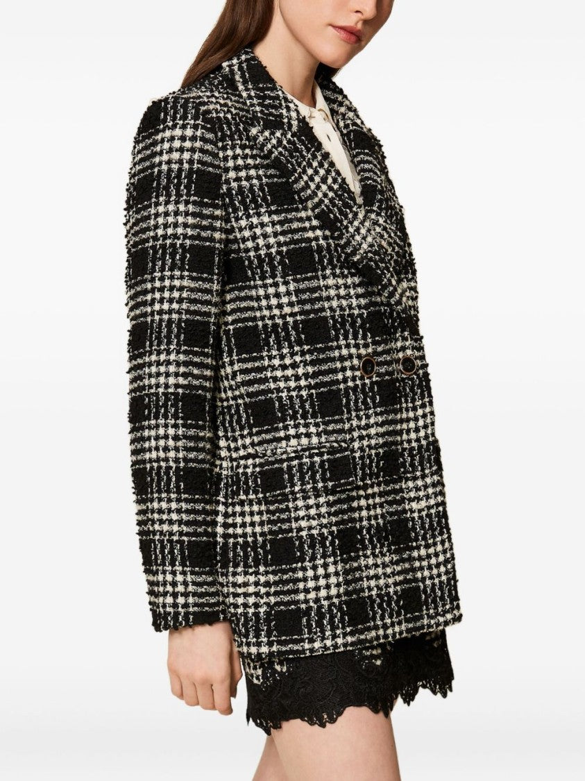 Twin-Set Double-Breasted Checkered Jacket