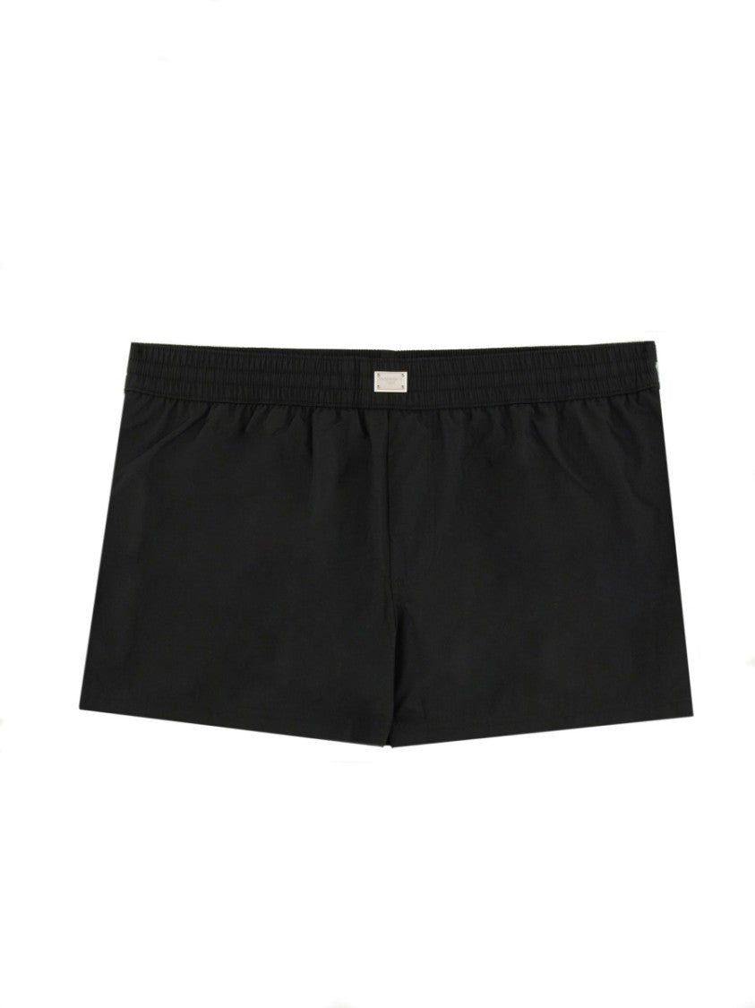 Dolce & Gabbana Black Logo Plaque Swimsuit