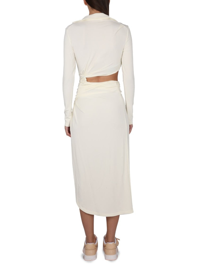 Off-White Dress With Ruffles