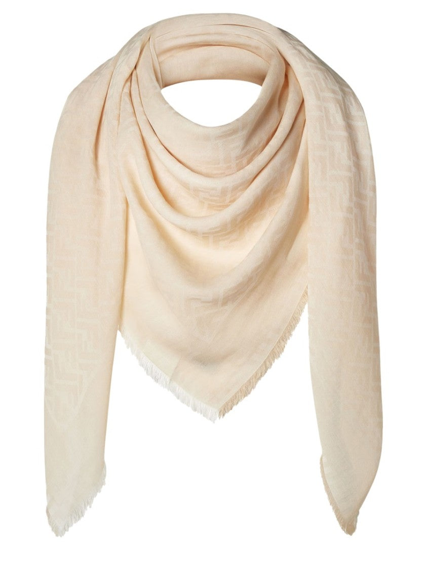 Fendi Large Square Cotton Scarf With Geometric Pattern