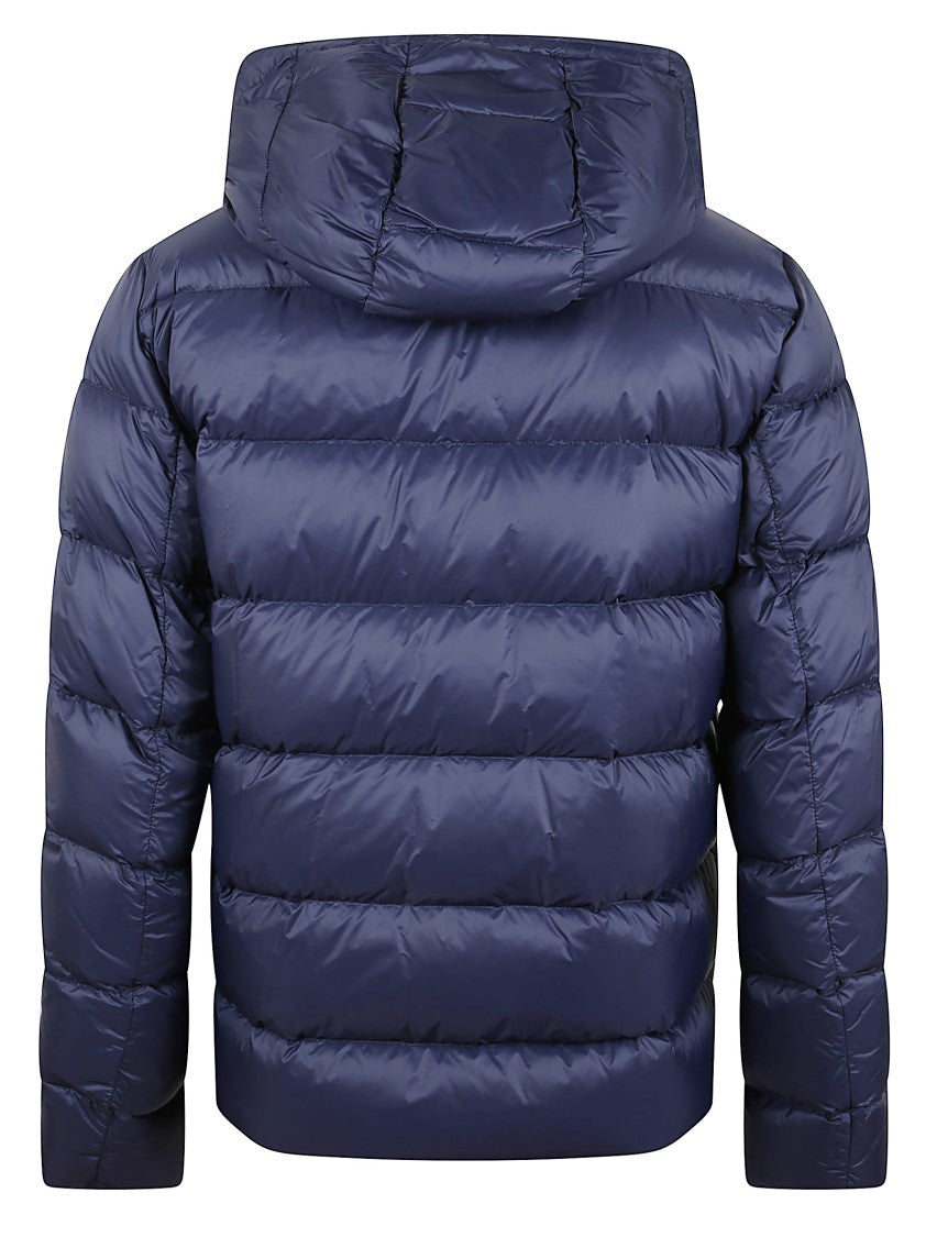Fay Double-Sided Down Jacket With Drawstring Hood And Logo Patch