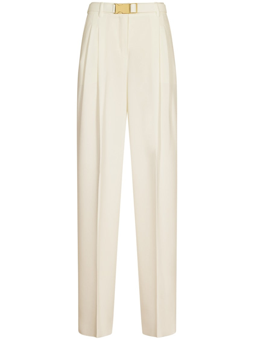 Max Mara Tailored White Trousers With High Waist