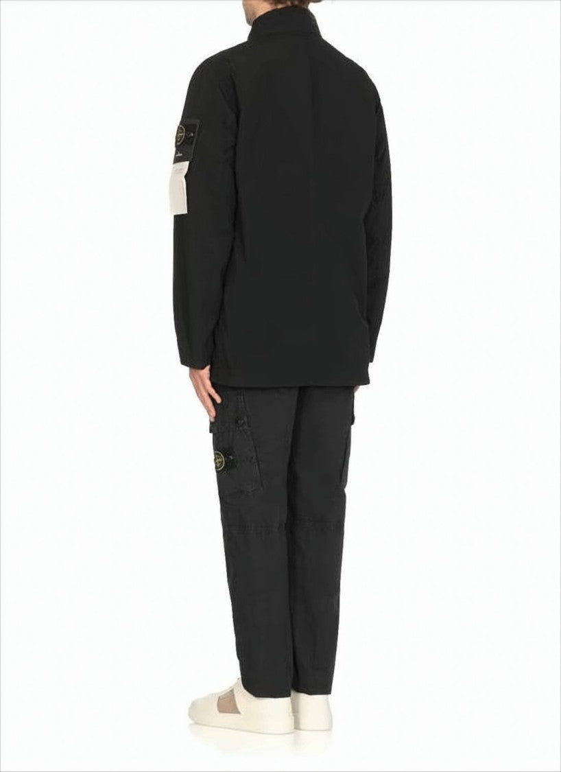 Stone Island Boxy Black Casual Jacket With Wide Collar