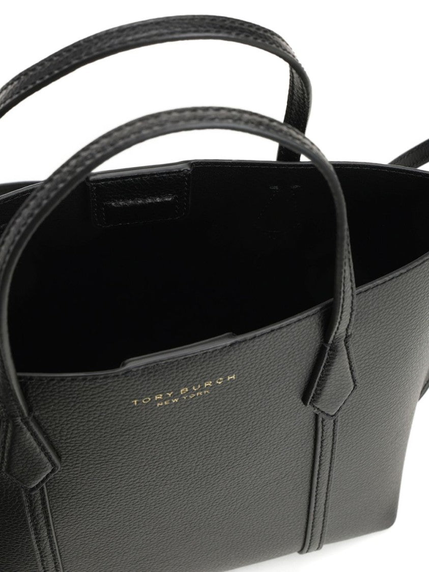 Tory Burch Structured Black Leather Handbag With Dual Handles