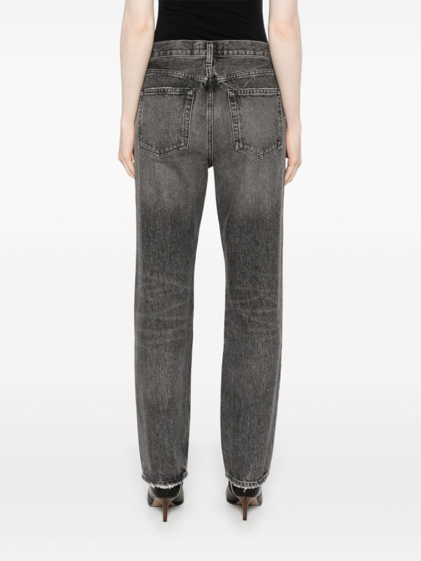 Agolde Valen Mid-Rise Slim Cut Black Jeans