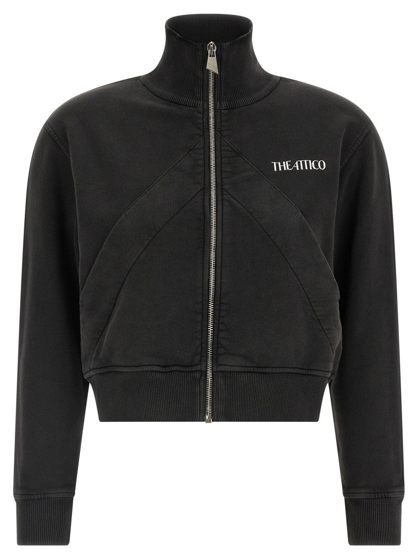 The Attico Cropped Mélange Sweatshirt With 3D Logo
