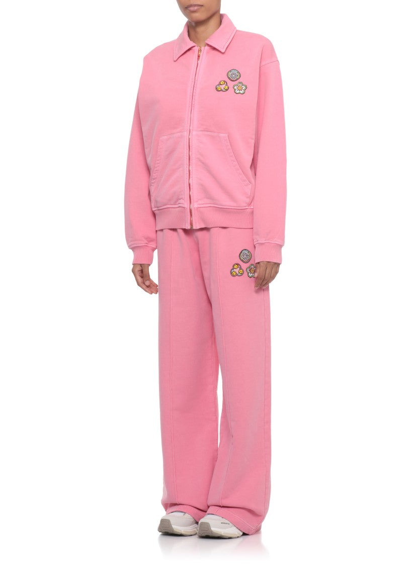 Casablanca Soft Cotton Sweatshirt With Contrasting Patches And Zip Closure