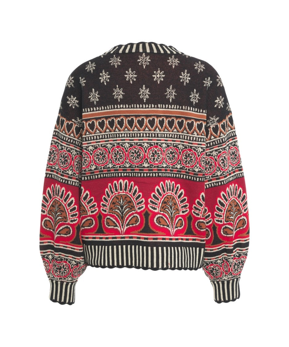 Farm Rio Ethnic-Pattern Cardigan With V-Neck