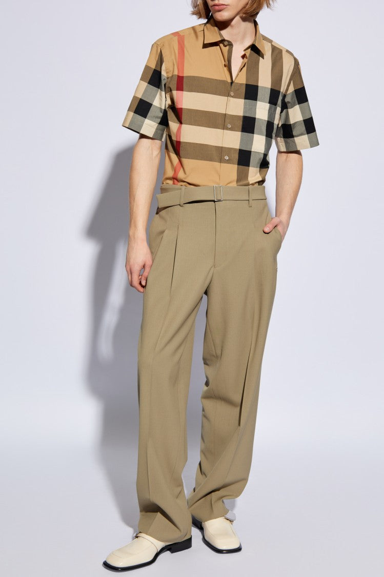 Burberry Short-Sleeved Beige Check Shirt