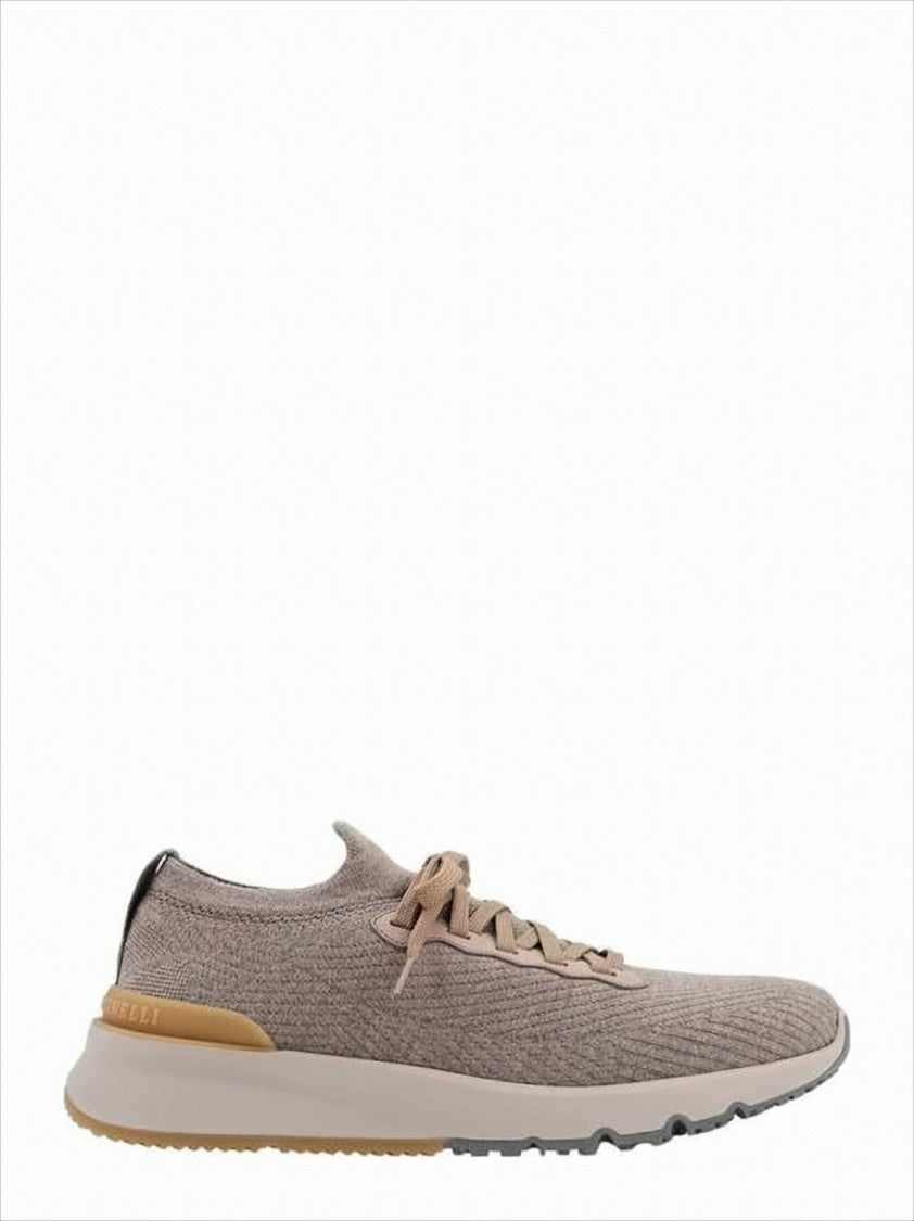 Brunello Cucinelli Knitted Wool Sneakers With Cushioned Rubber Sole