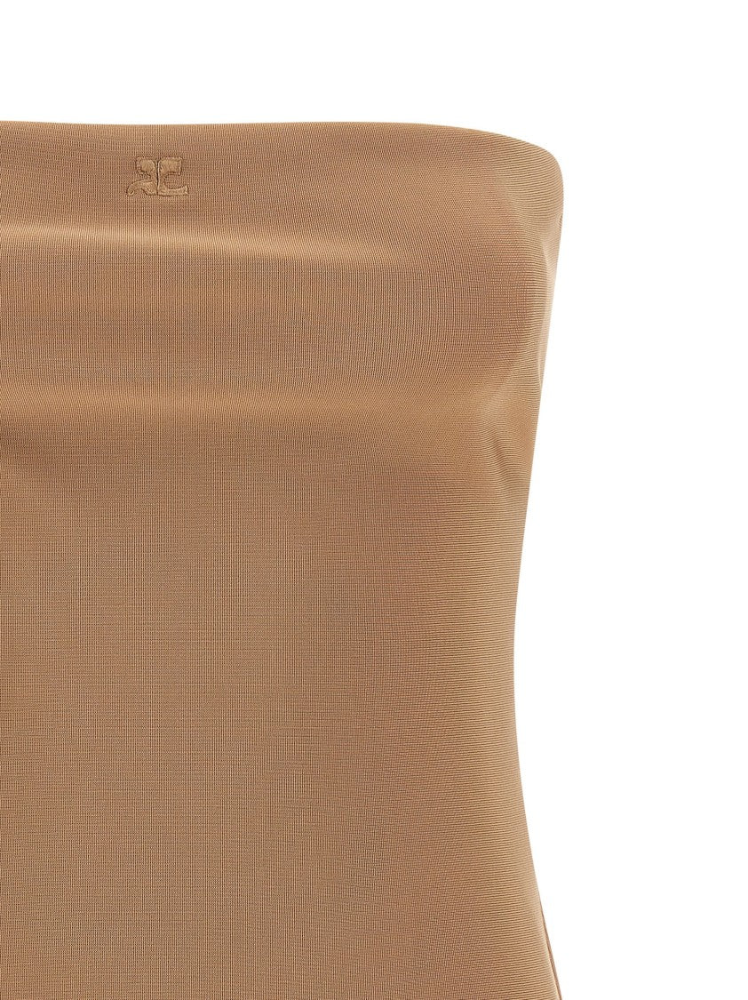 Courrèges Off-The-Shoulder Lingerie-Inspired Bodysuit With Logo Embroidery