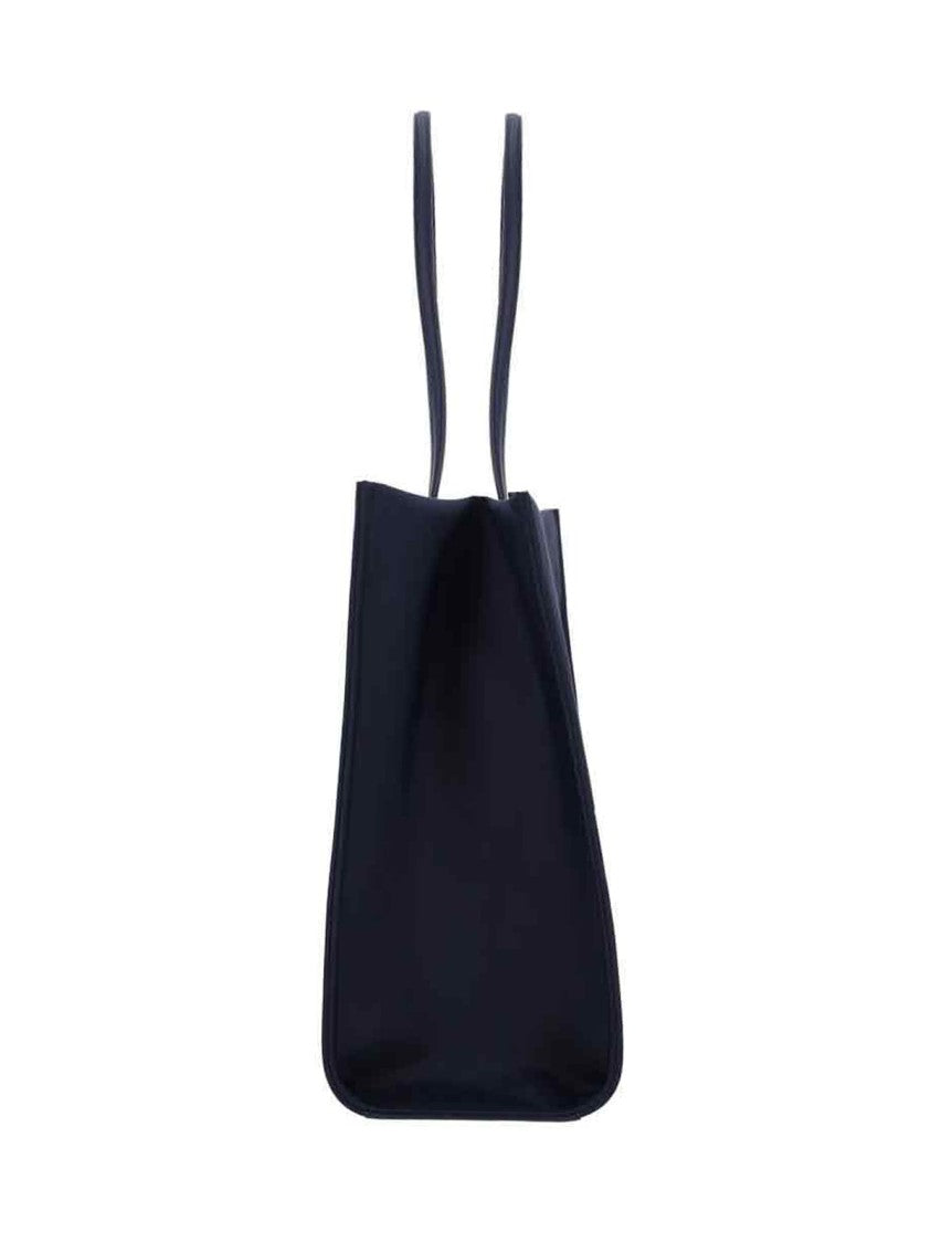 Tory Burch Spacious Navy Tote With Leather Accents