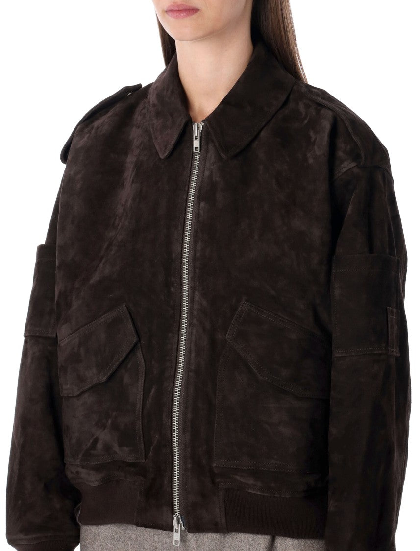 Sword Suede Bomber Jacket With Structured Silhouette
