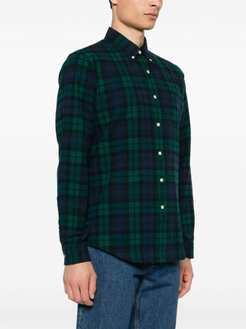 Polo Ralph Lauren Midnight Blue/Forest Green Brushed Cotton Plaid Shirt