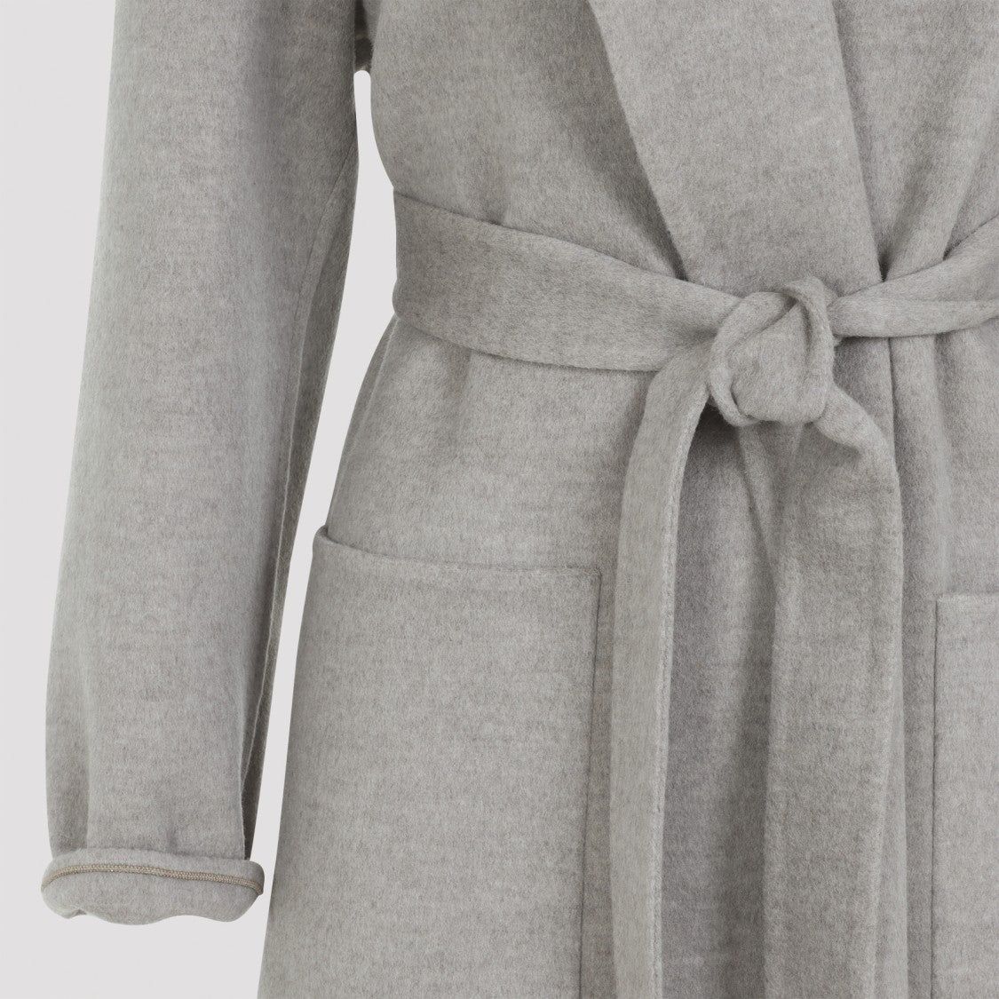 Fabiana Filippi Belted Long Coat With Wide Lapels