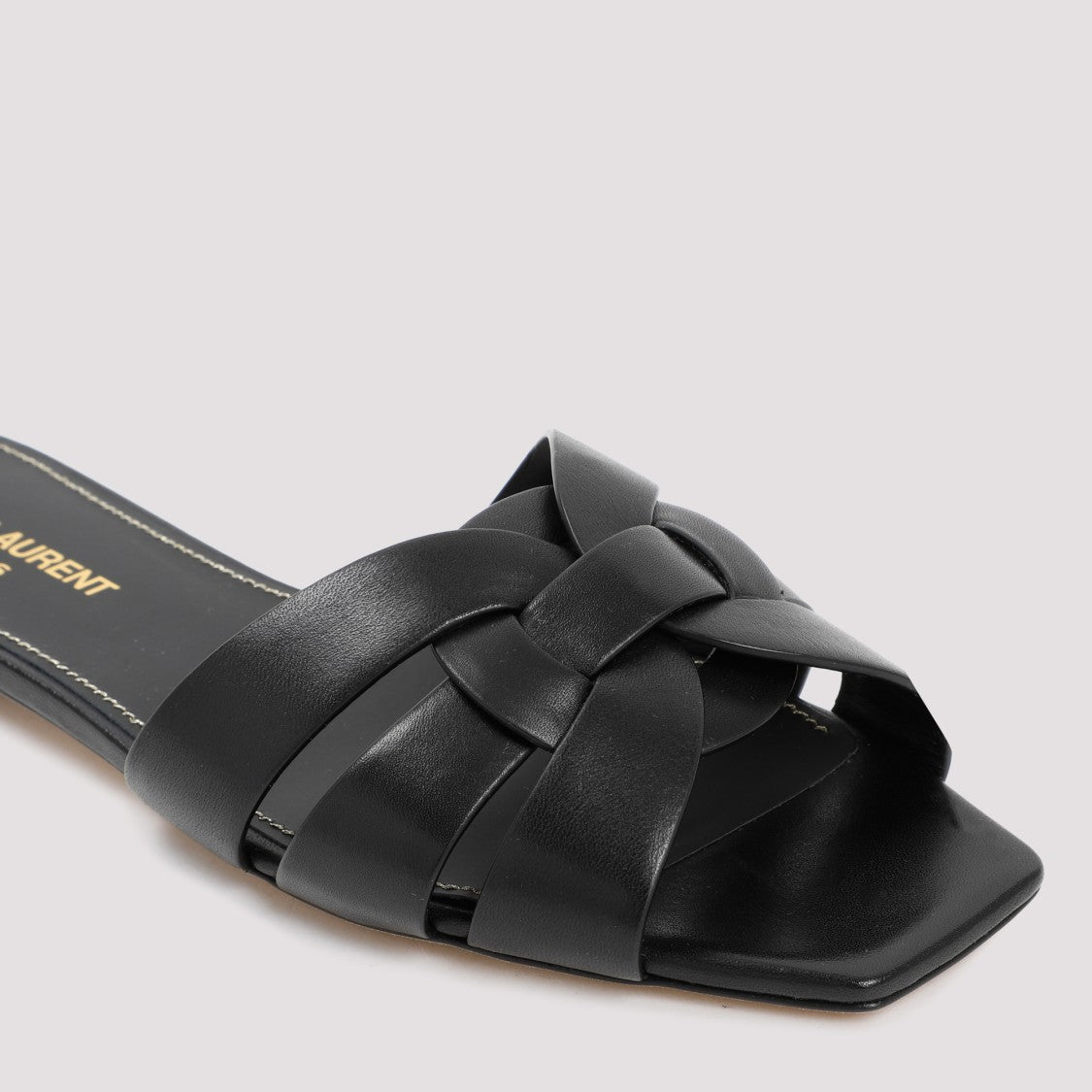 Saint Laurent Black Leather Tribute Flats