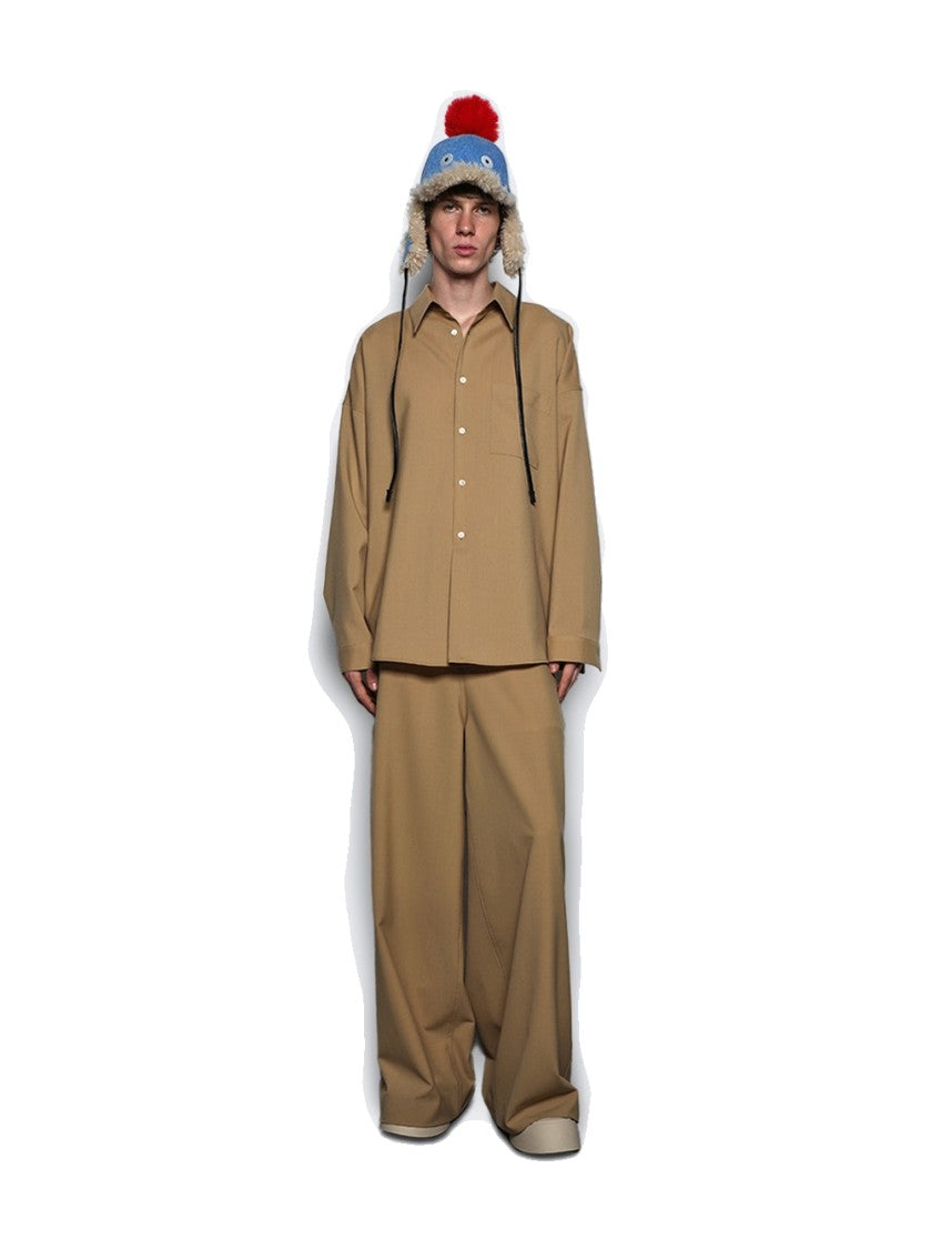 Marni Relaxed-Fit Beige Trousers With Drawstring Waist