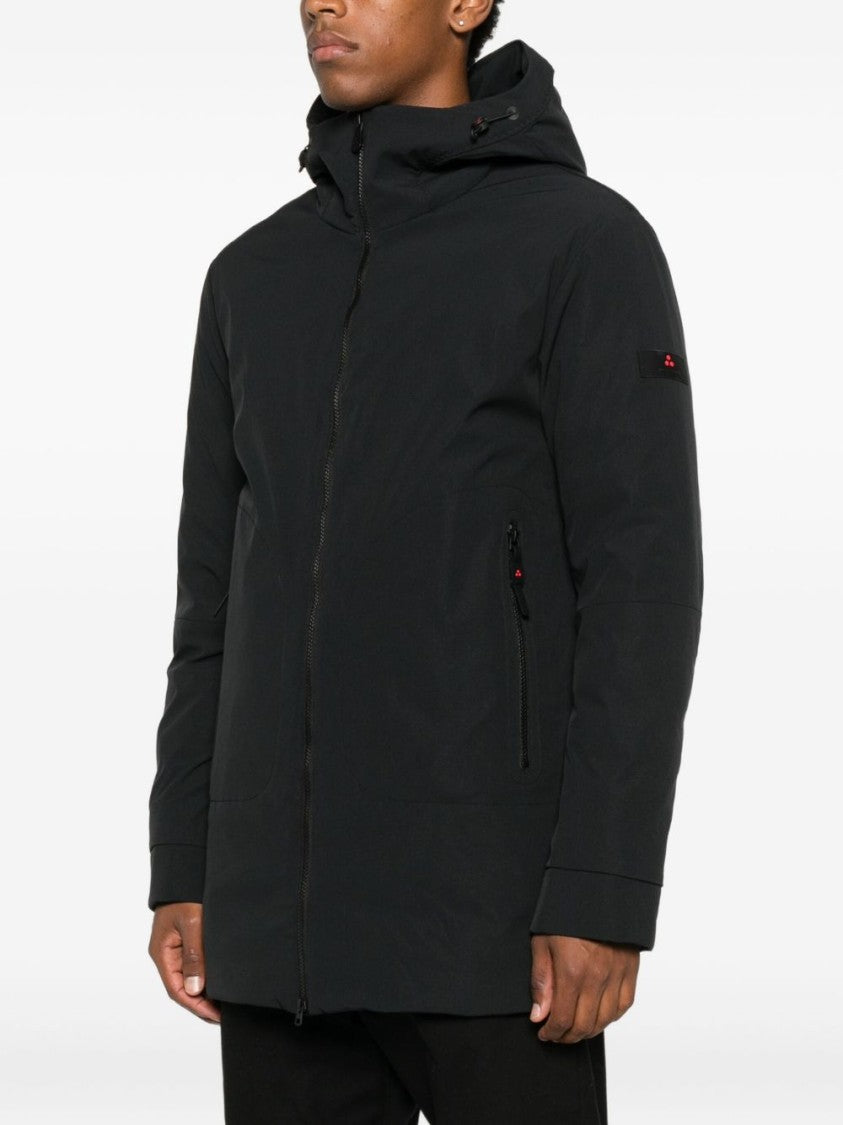 Peuterey Black Coat With Hood And Zippered Pockets