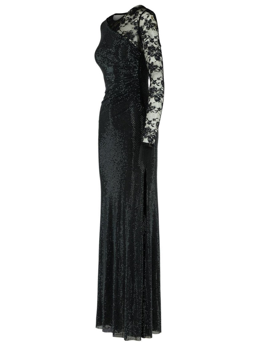 Self-Portrait Rhinestone' Black Polyester Dress