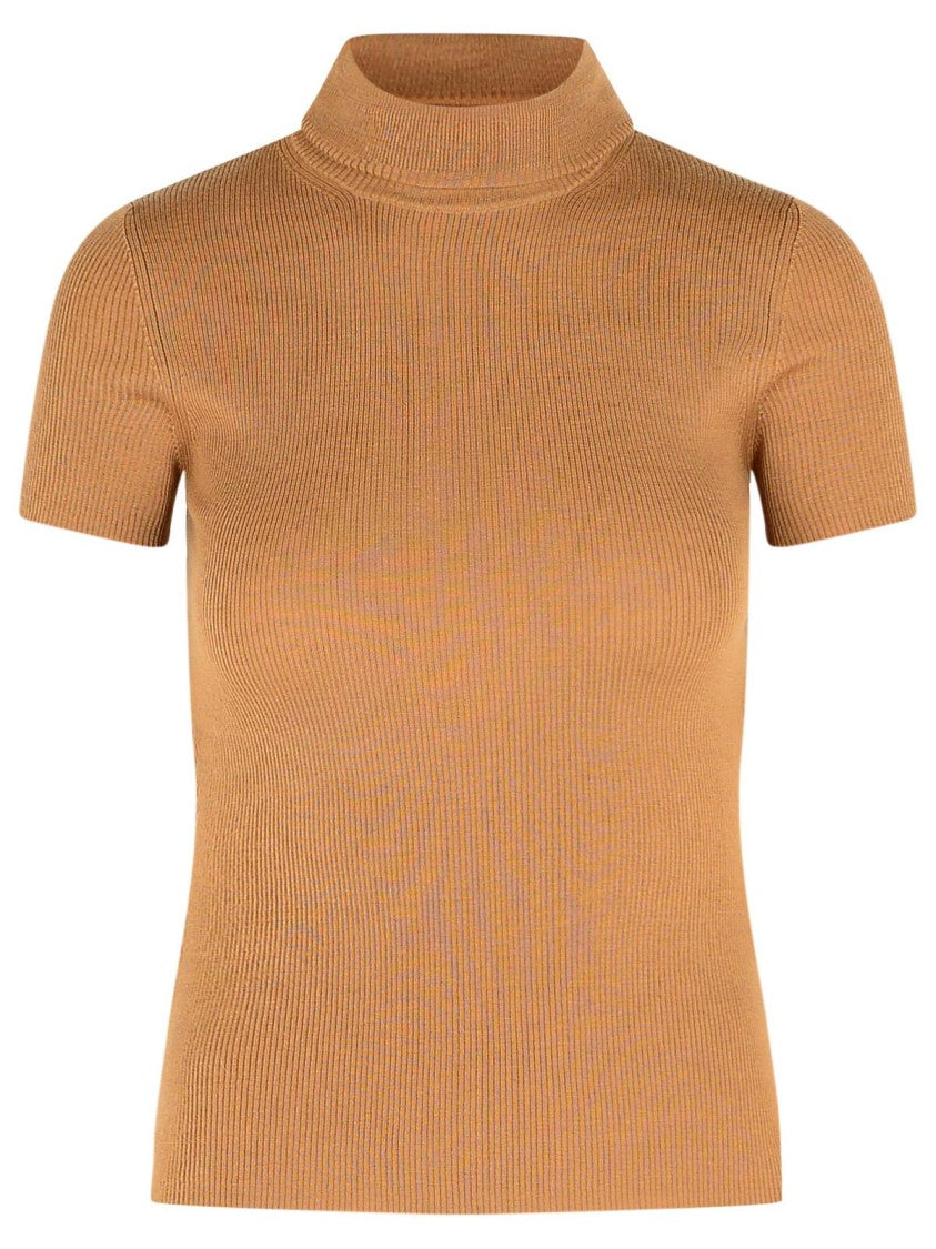 Max Mara Afa 1234' Camel Wool Yarn Turtleneck Sweater