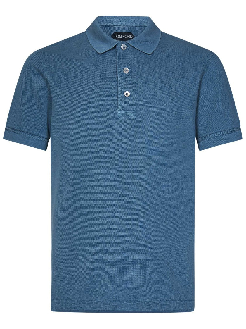 Tom Ford Faded Blue Polo Shirt With Classic Collar