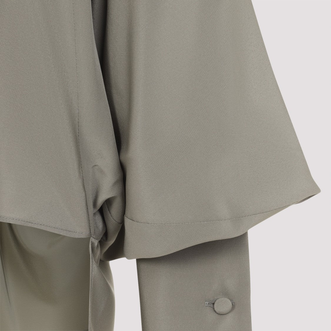 Max Mara Green Silk Shirt With Tie Neckline And Buttoned Cuffs