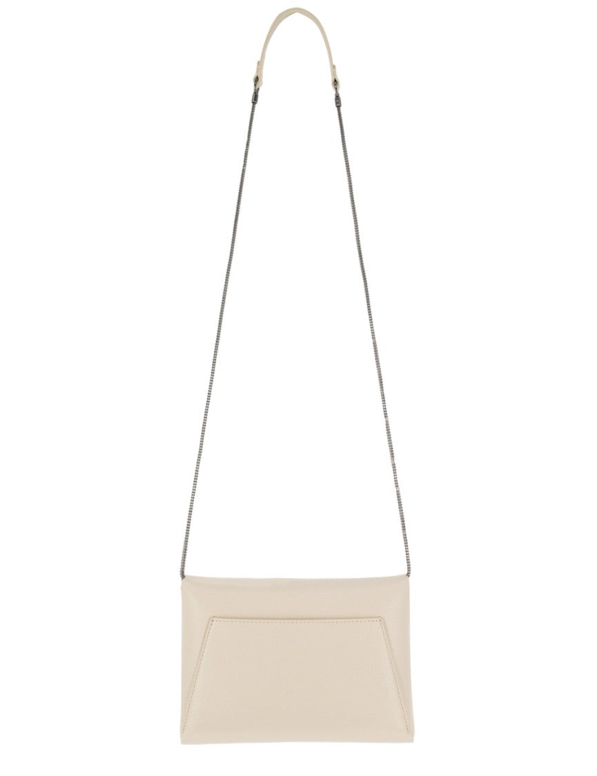 Brunello Cucinelli Ivory Leather Bag With Removable Shoulder Strap
