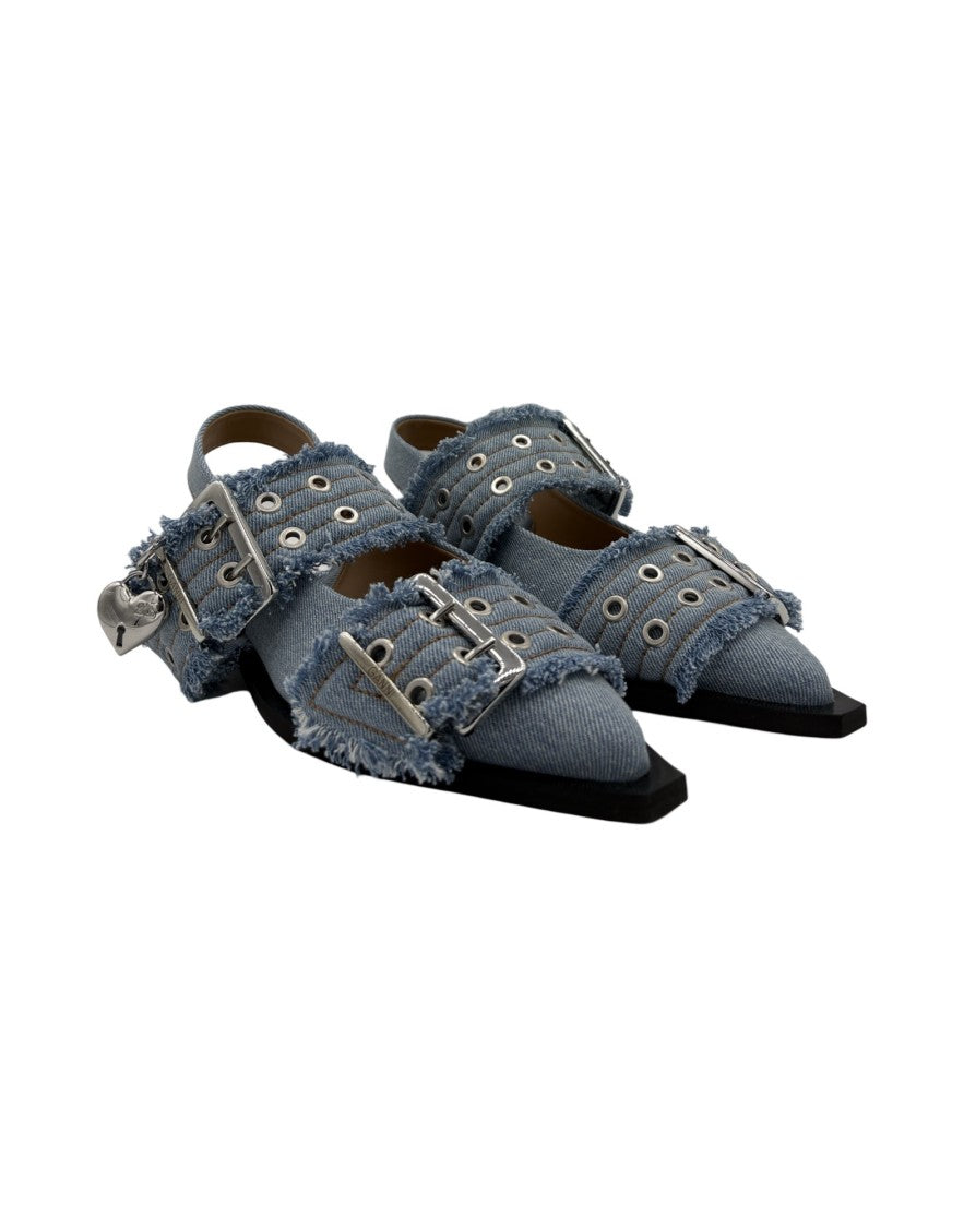 Ganni Ballerina Buckle Charms Denim
