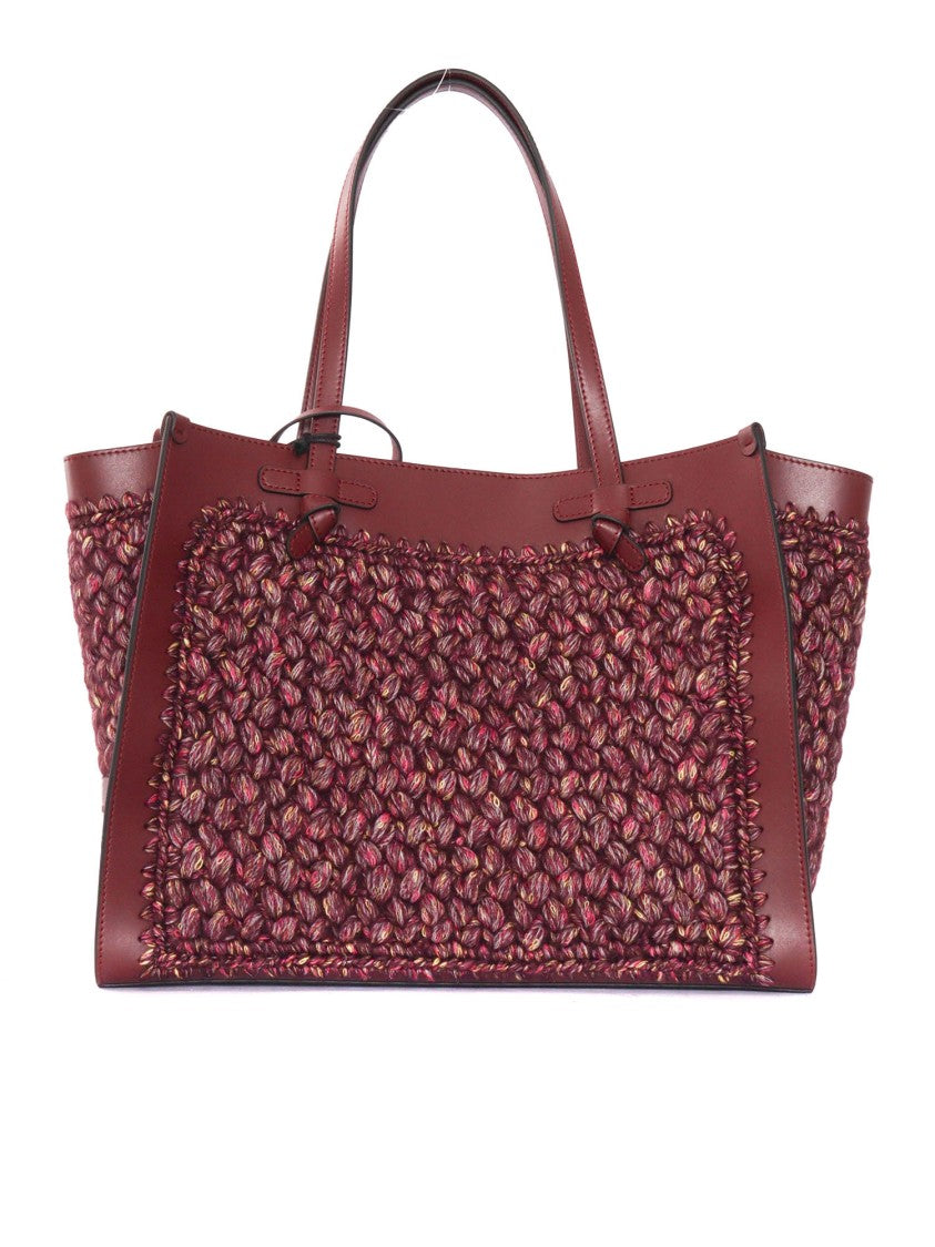 Gianni Chiarini Structured Handbag In Leather And Textured Fabric
