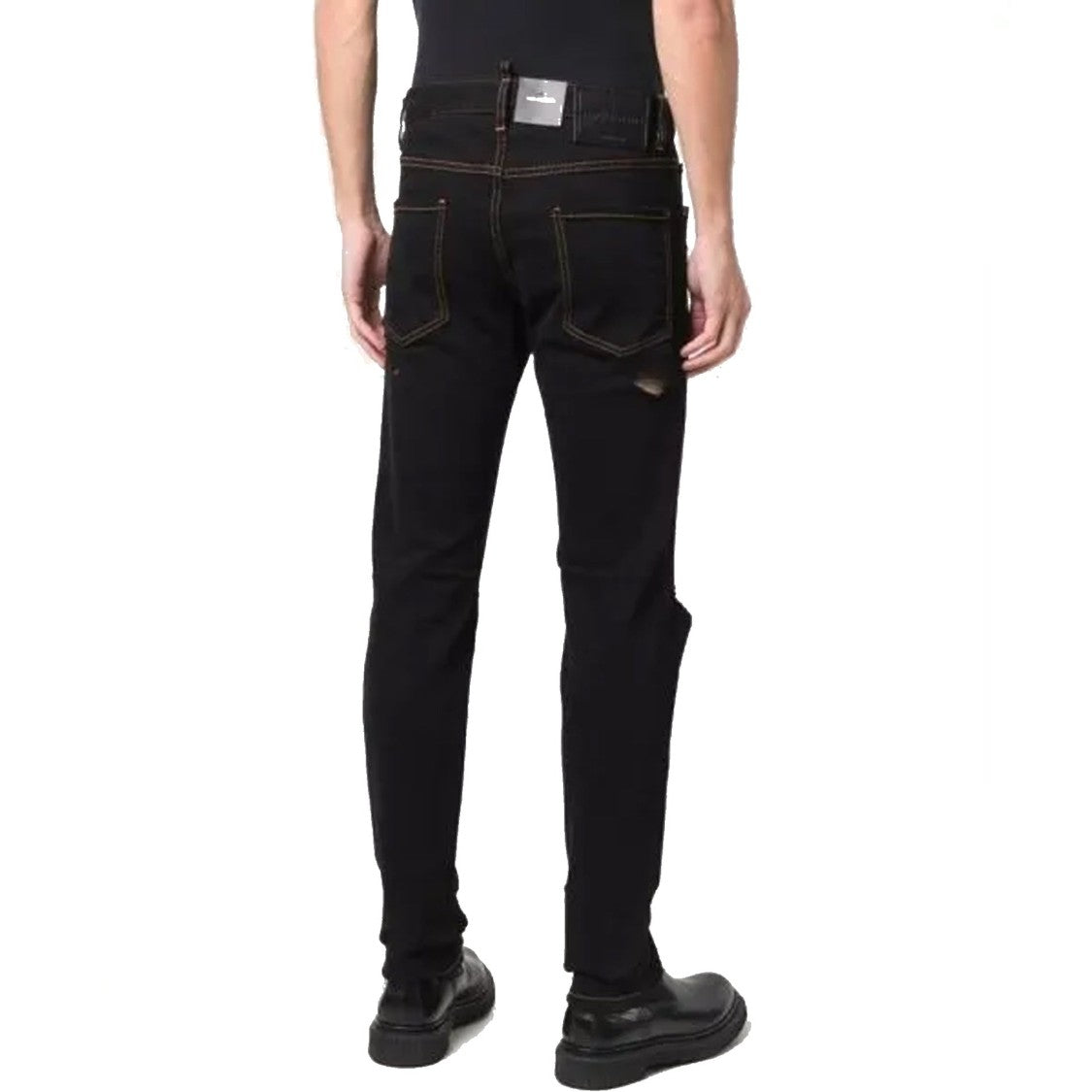 Dsquared2 Slim-Fit Black Denim Jeans With Distressed Details