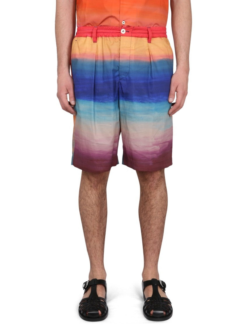 Marni Knee-Length Cotton Bermuda Shorts With Gradient Design