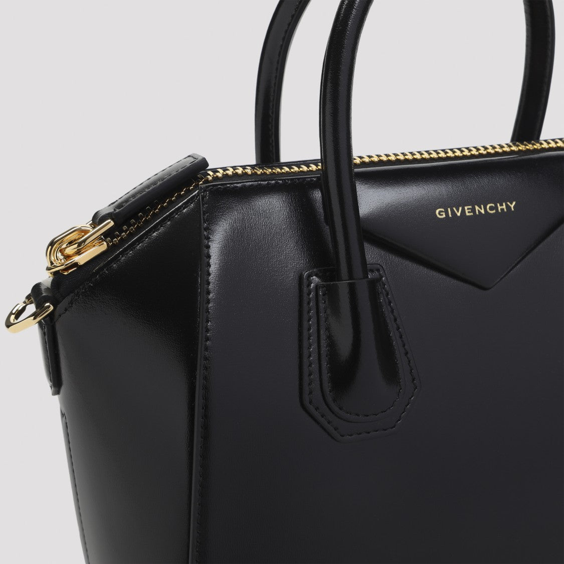 Givenchy Structured Calf Leather Handbag With Gold Accents