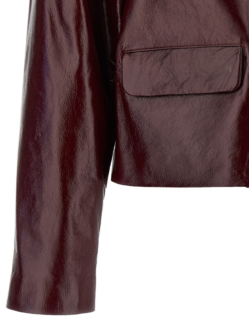 Self-Portrait Craqué Leather Jacket