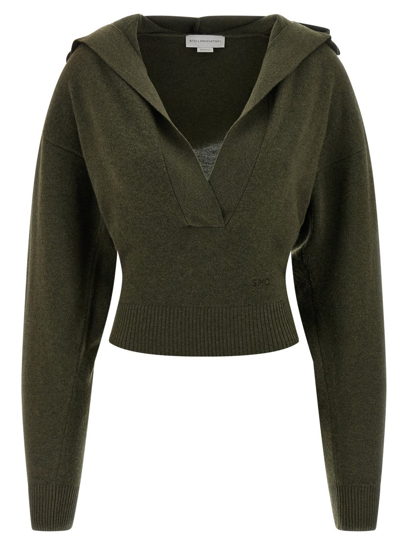 Stella Mccartney Cropped Virgin Wool Hooded Sweater