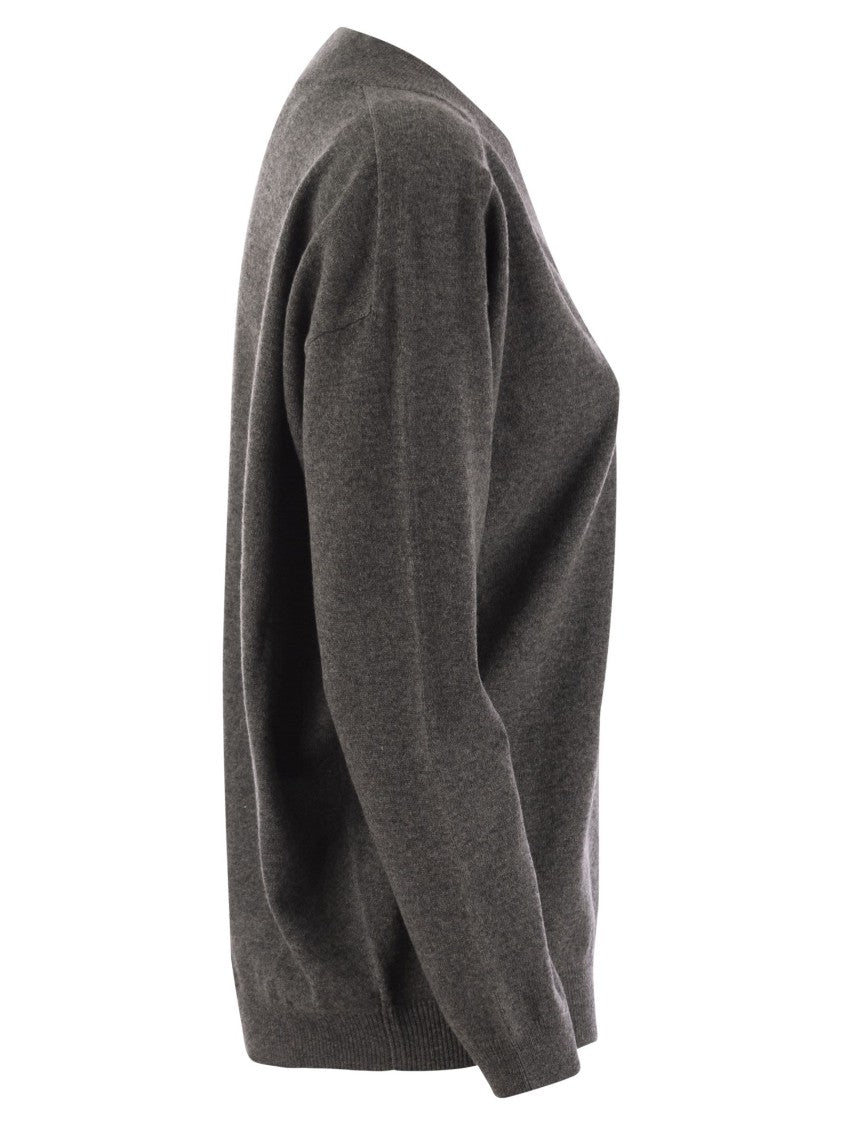 Brunello Cucinelli Cashmere Sweater With Shiny Neckline