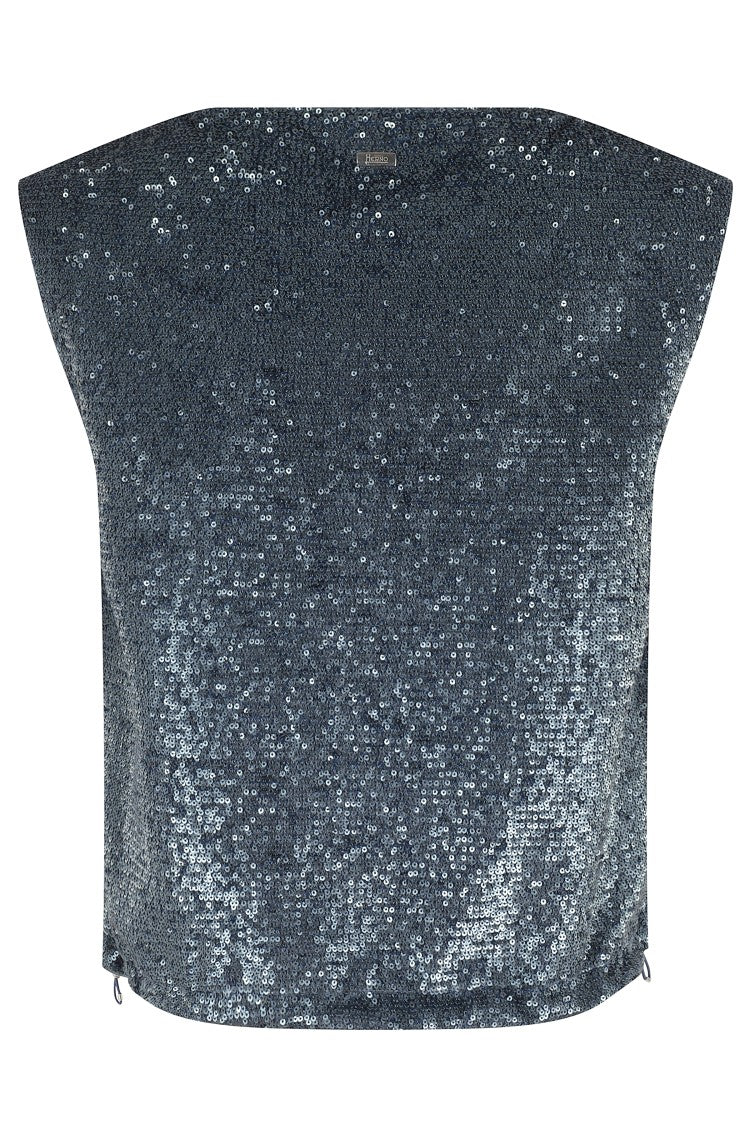 Herno Sleeveless Top With All-Over Sequin Fabric