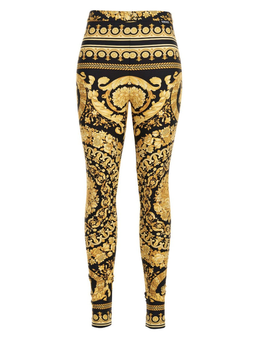 Versace High-Waisted Stretch Leggings With Barocco Print