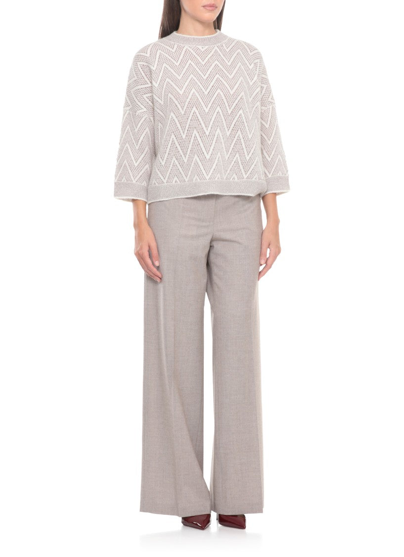 Peserico Brown And Ivory Wool And Sweater