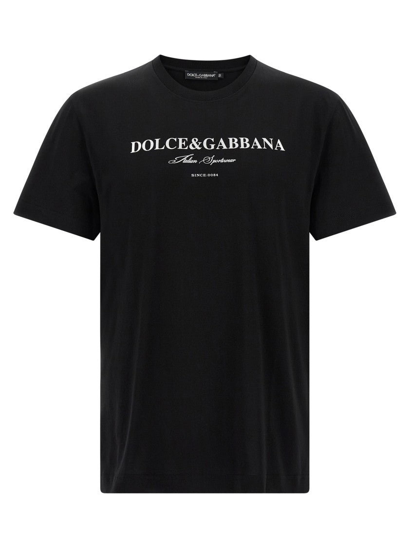 Dolce & Gabbana Graphic Cotton Crew Neck T-Shirt