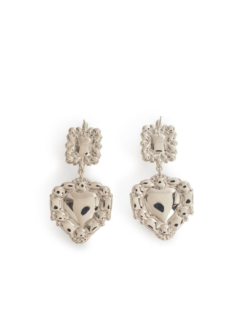 Self-Portrait Heart' Silver Brass Earrings