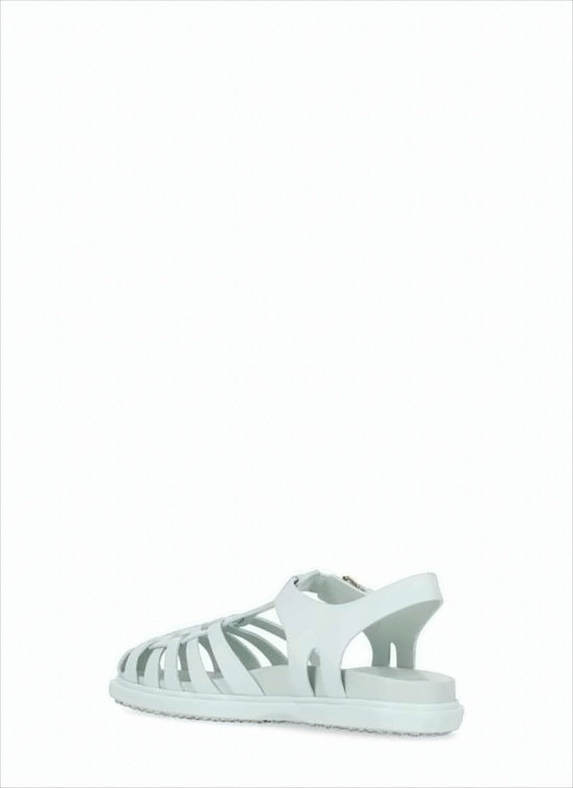 Marni Woven Leather Strap Sandals With Ankle Buckle Closure