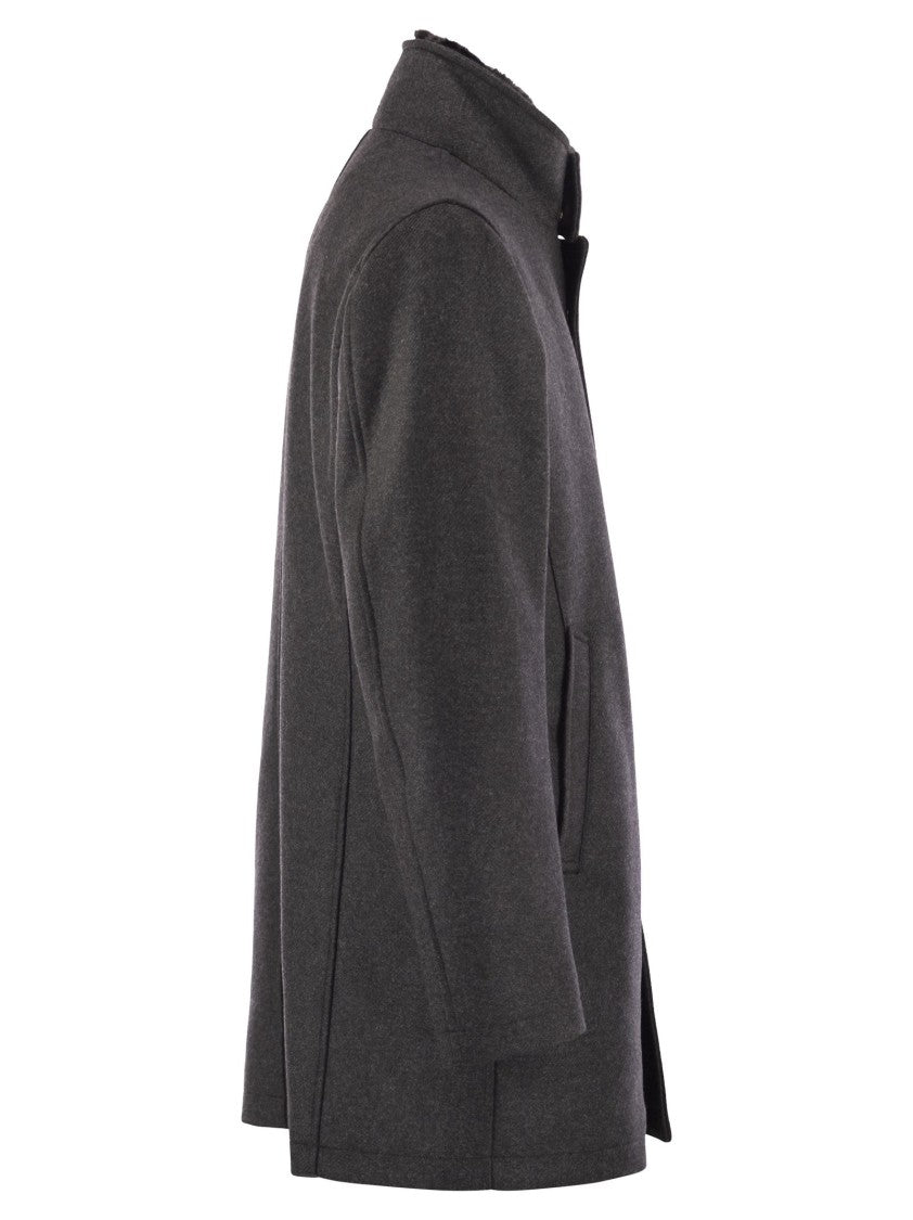 Herno Wool Coat With Detachable Collar