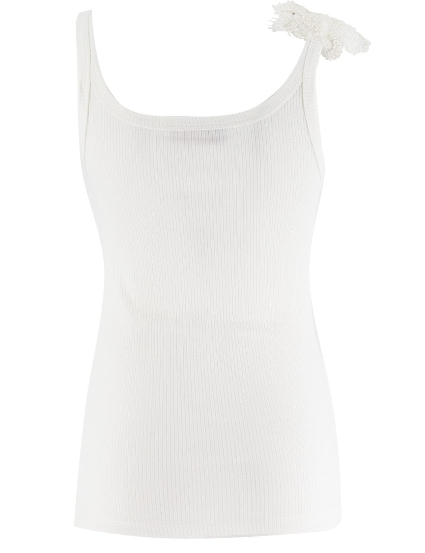 Ermanno Firenze Slim Fit Top With Floral Lace Appliqué