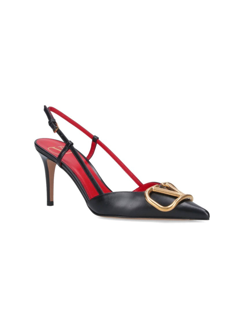 Valentino Garavani Black Pointed Toe Slingback Heels