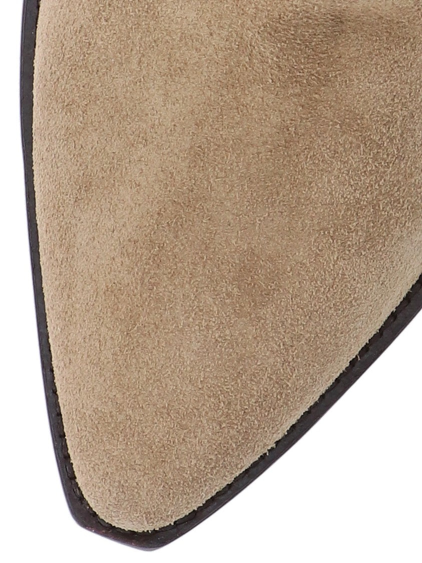 Isabel Marant Mid-Height Suede Western Boots With Pointed Toe And Block Heel