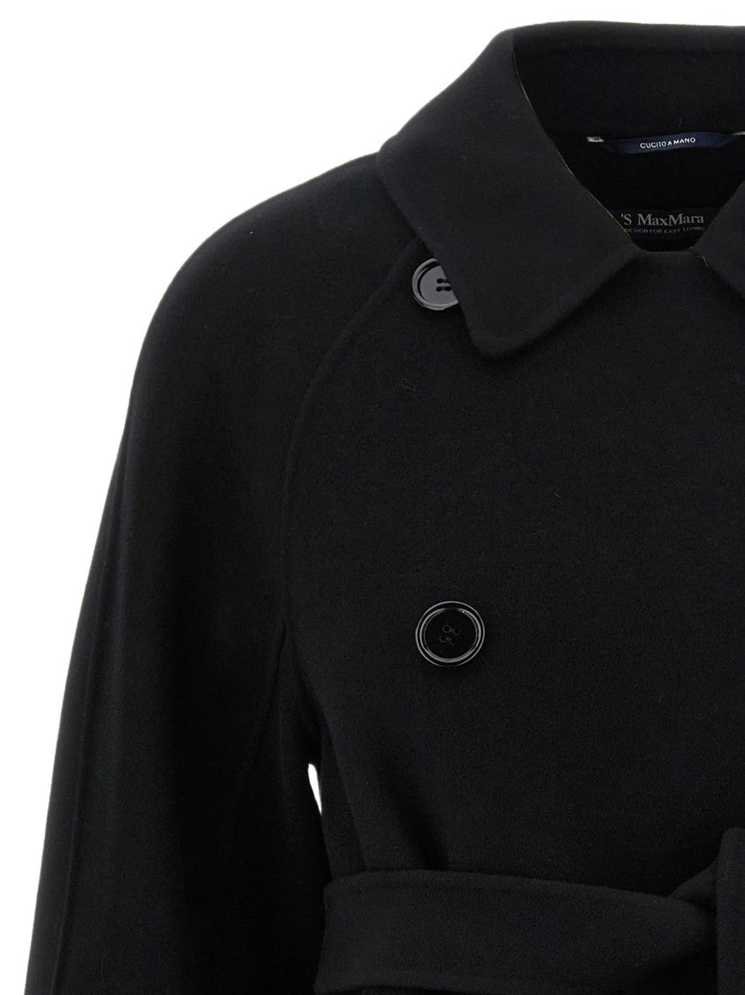 Max Mara Hand-Stitched Double Wool Drape Trench Coat