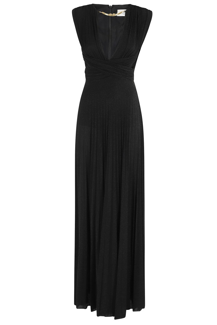 Elisabetta Franchi Long Sleeveless Dress With Deep V-Neckline