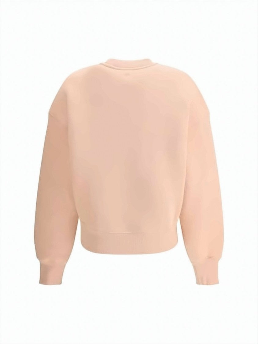 Ami Cropped Long-Sleeve Sweatshirt With Embroidered Heart Detail