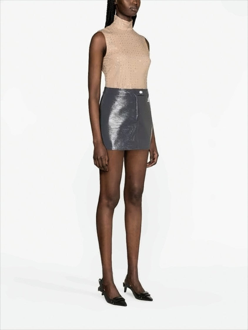 Courrèges Reflective Mini Skirt With Button Closure